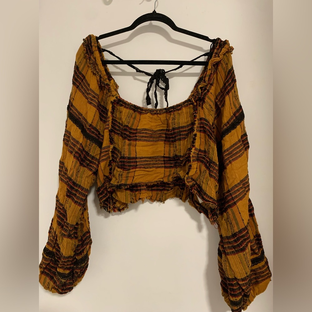 Kimchi Blue Plaid Peasant Top
